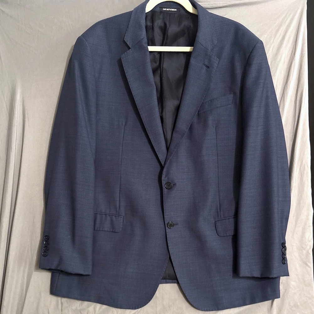 Emporio Armani Blazer 58 Navy Blue G Line Virgin Wool Luxury Professional Jacket